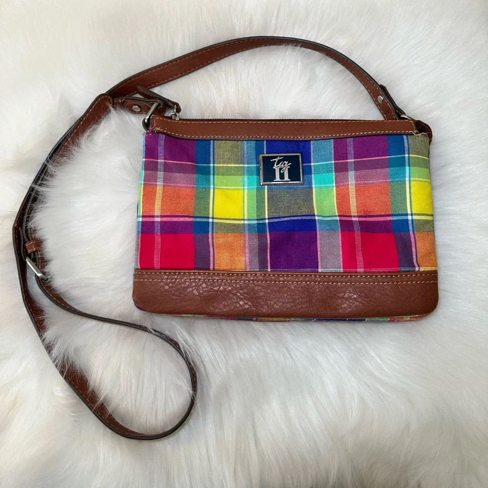 Tignanello Multicolor Plaid Crossbody Bag